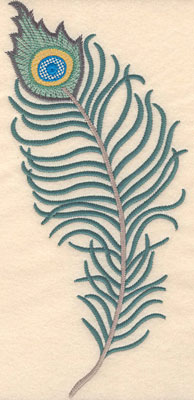 Embroidery Design: Peacock feather horizontal large  5.43"h x 11.62"w