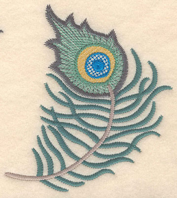 Embroidery Design: Peacock feather large  5.43"h x 4.81"w