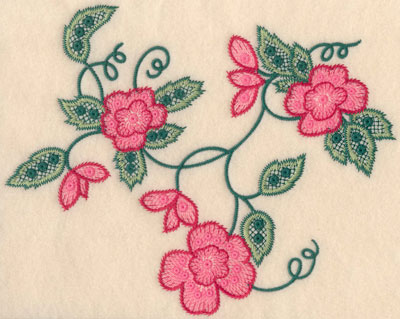 Embroidery Design: Floral trio large   7.48"h x 9.37"w