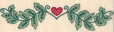 Embroidery Design: Vine with heart large  2.83"h x 11.59"w