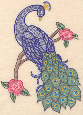 Embroidery Design: Peacock  10.67"h x 7.70"w