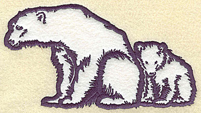Embroidery Design: Polar bear with cub applique 6.98w X 3.91h