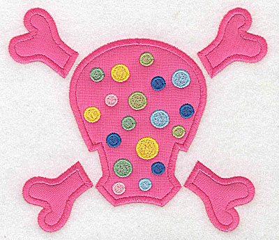Embroidery Design: Pink Skull with dots large applique 5.73w X 4.98h