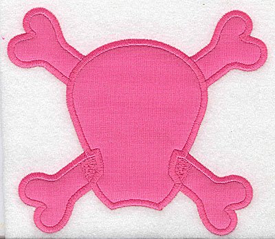 Embroidery Design: Pink Skull with cross bones large applique 5.70w X 4.98h