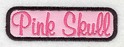 Embroidery Design: Pink Skull script in applique 3.88w X 1.21h