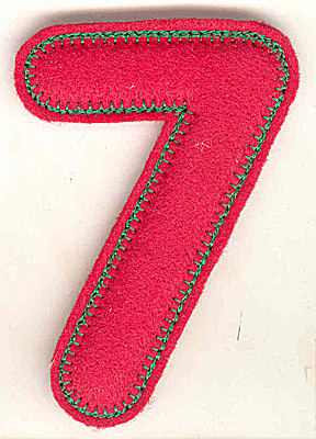 Embroidery Design: Puffy felt number 7 large 3.32w X 4.91h