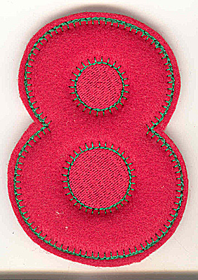 Embroidery Design: Puffy felt number 8 small 2.56w X 3.63h