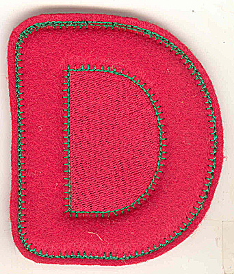Embroidery Design: Puffy felt alphabet D large 4.18w X 4.85h