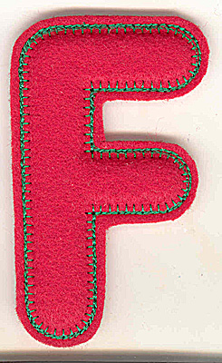 Embroidery Design: Puffy felt alphabet F large 2.84w X 4.91h