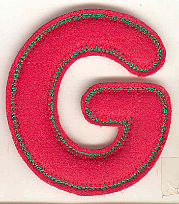 Embroidery Design: Puffy felt alphabet G large 4.59w X 4.99h