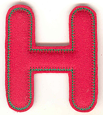 Embroidery Design: Puffy felt alphabet H large 4.24w X 4.93h