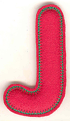 Embroidery Design: Puffy felt alphabet J large 2.68w X 4.99h