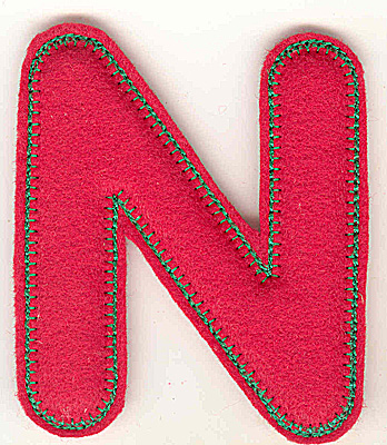 Embroidery Design: Puffy felt alphabet N large 4.23w X 4.93h
