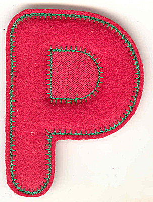 Embroidery Design: Puffy felt alphabet P large 3.54w X 4.91h