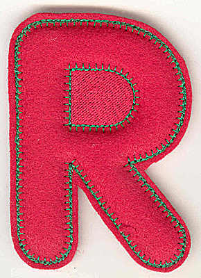 Embroidery Design: Puffy felt alphabet R large 3.56w X 4.91h