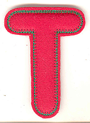 Embroidery Design: Puffy felt alphabet T large 3.53w X 4.91h