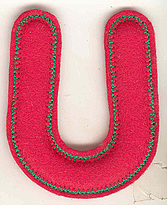 Embroidery Design: Puffy felt alphabet U large 4.13w X 4.93h