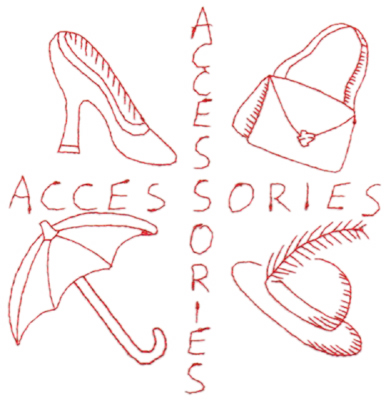 Embroidery Design: Red Hat Accessories (large)5.99" x 6.25"