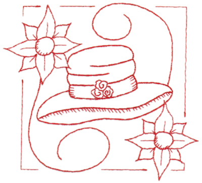 Embroidery Design: Red Hat Whimsy (large)6.40" x 5.74"
