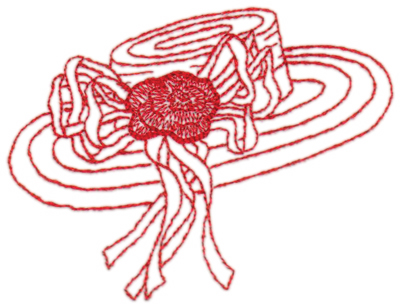 Embroidery Design: Red Hat with Bow4.40" x 3.36"