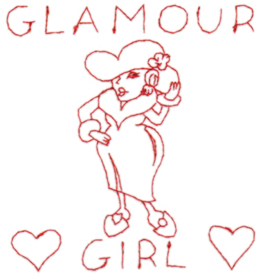 Embroidery Design: Red Hat Glamour Girl4.04" x 4.36"