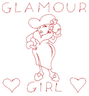 Embroidery Design: Red Hat Glamour Girl (large)5.94" x 6.40"