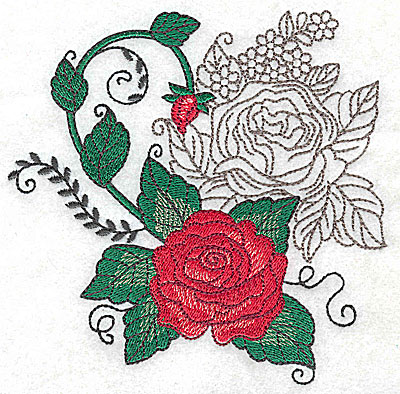 Embroidery Design: Rose Duo F large 4.95w X 4.91h