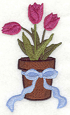 Embroidery Design: Pot of Tulips large 2.26w X 4.46h