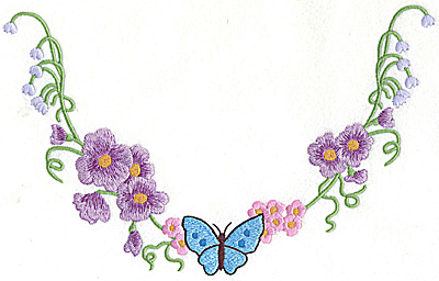 Embroidery Design: Floral Butterfly neckline large 10.07w X 6.29h