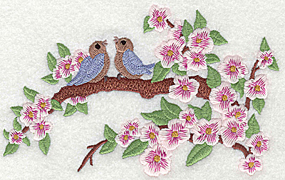 Embroidery Design: Birds on a limb large 6.25w X 3.94h