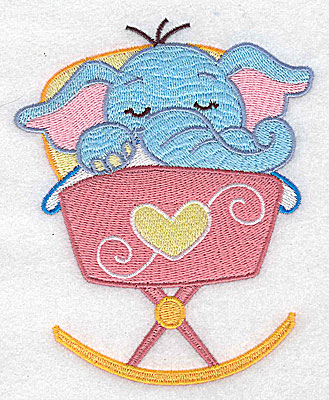 Embroidery Design: Baby elephant in cradle large 4.06w X 4.87h