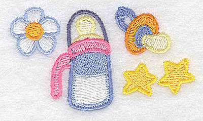 Embroidery Design: Baby bottle and pacifier 3.33w X 1.94h