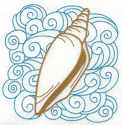 Embroidery Design: Seashell D with swirls large 4.97w X 4.98h