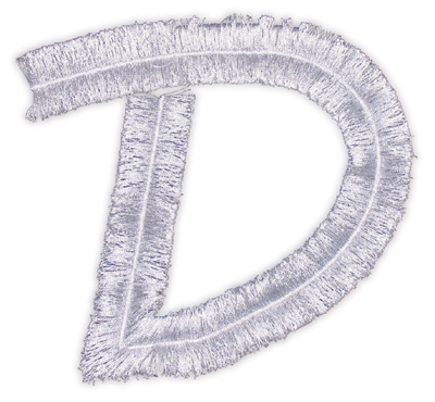 Embroidery Design: Script Fringe Letter D4.87" x 4.54"