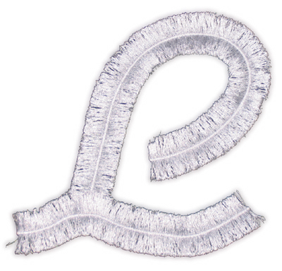 Embroidery Design: Script Fringe Letter L5.42" x 4.99"