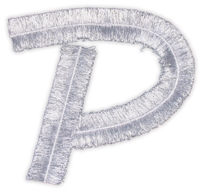 Embroidery Design: Script Fringe Letter P4.58" x 4.36"