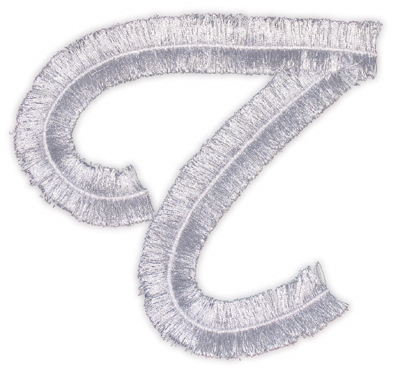 Embroidery Design: Script Fringe Letter T5.35" x 5.05"