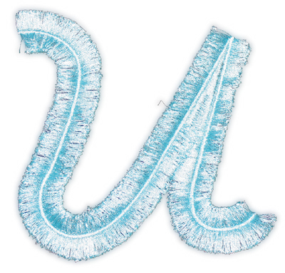 Embroidery Design: Script Fringe Letter U4.59" x 4.63"