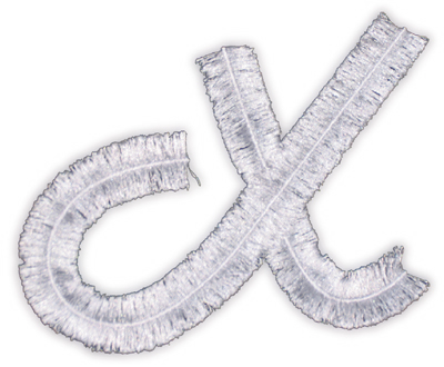 Embroidery Design: Script Fringe Letter X6.21" x 4.73"