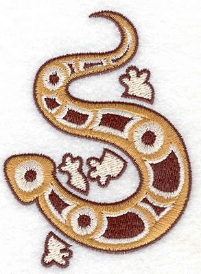 Embroidery Design: Gecko golden 2.83w X 3.87h