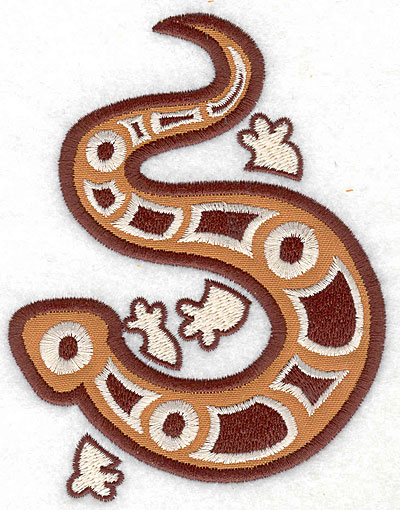 Embroidery Design: Gecko with golden applique 3.86w X 5.00h