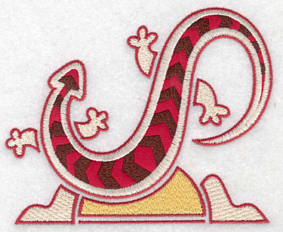 Embroidery Design: Gecko D with red applique 5.40w X 4.36h