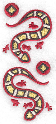 Embroidery Design: Geckos vertical 1.85w X 4.48h