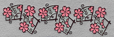 Embroidery Design: Floral fan border  1.87"h x 6.50"w