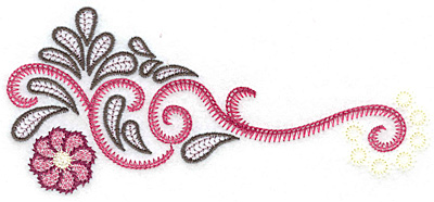 Embroidery Design: Swirls splashes and flower A 6.95w X 3.10h