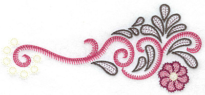 Embroidery Design: Swirls splashes and flower B 6.95w X 3.10h