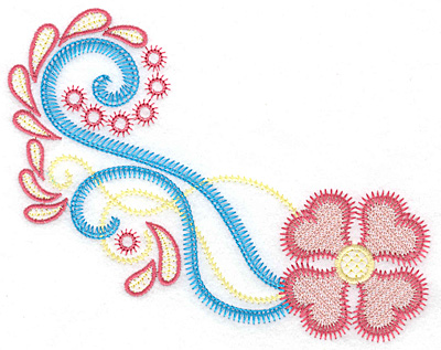 Embroidery Design: Floral swirls A 6.57w X 4.97h