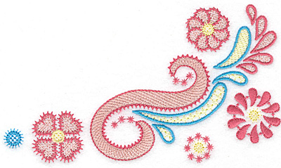 Embroidery Design: Floral swirl neckline B 6.45w X 3.65h
