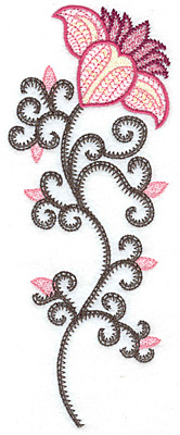 Embroidery Design: Flower and buds B 2.88w X 7.48h