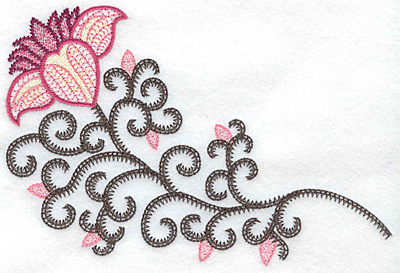 Embroidery Design: Flower and buds large A 6.93w X 4.56h